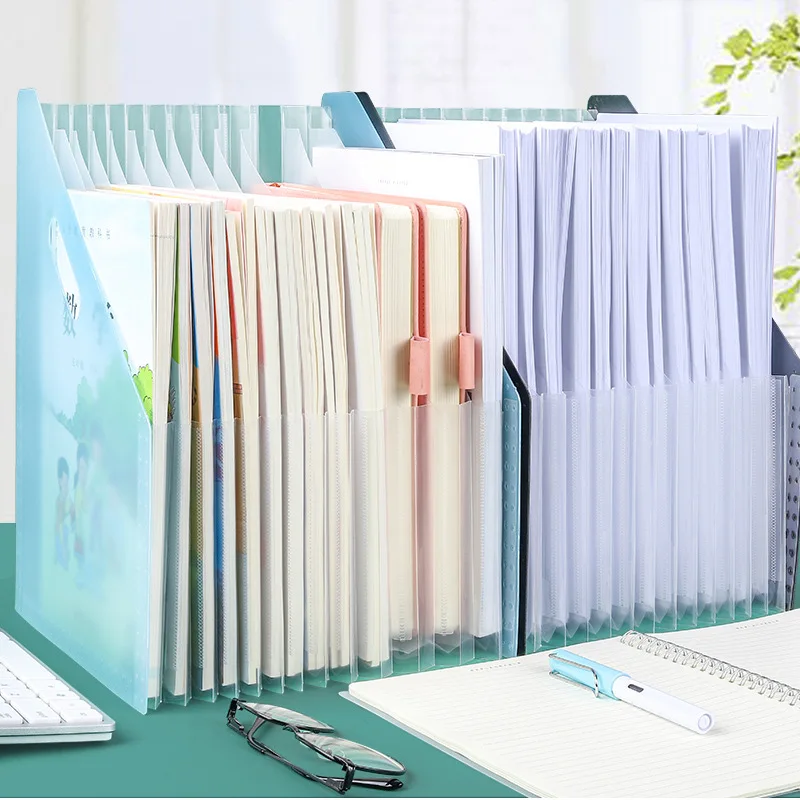 13Layer Folder Multilayer Vertical Organ Bag Classification Label Package Box Bag File Tray Paper Organizer Office Desk Storage