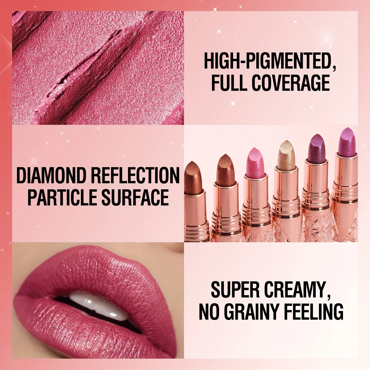 6 Colors 3 in 1 Pearlescent Sparkling Lipstick Matte Glitter Waterproof Long Lasting Pearl Shine Lip Gloss Shimmer Sexy Makeup 4