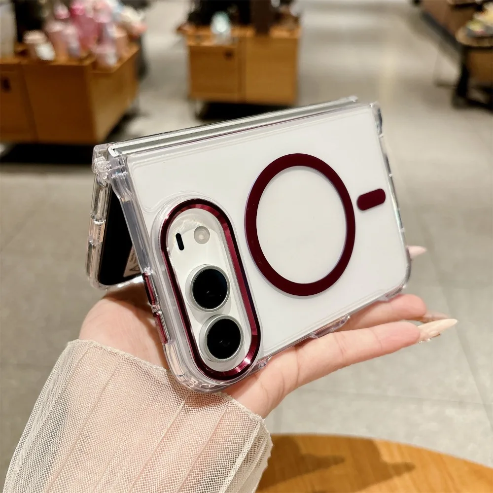 Duo Fold Transparent Magnetic Phone Case with Magsafe Wireless Charging Compatibility