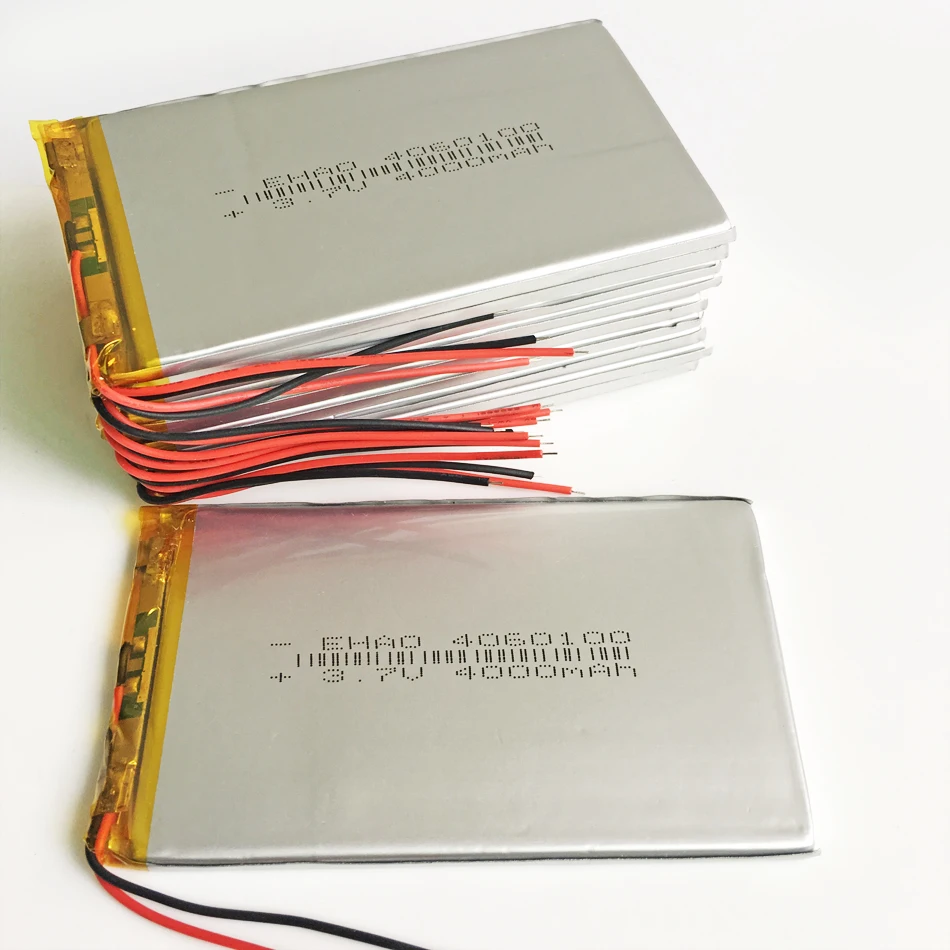 

10 PCS 3.7V 4000mAh 4060100 LiPo Polymer Lithium Rechargeable Battery Cells For Tablet PC Power bank PSP PAD DVD Laptop camera