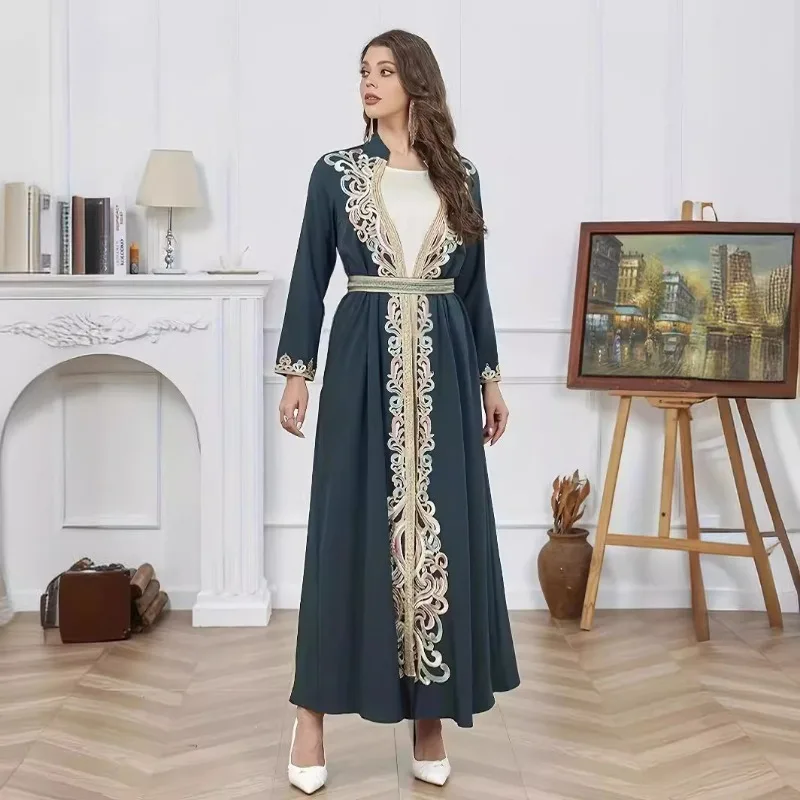 New Middle East Muslim Women's Wear Elegant Two-Piece Long Dress Lace Fashion Robe abaya  muslim dress  dresses