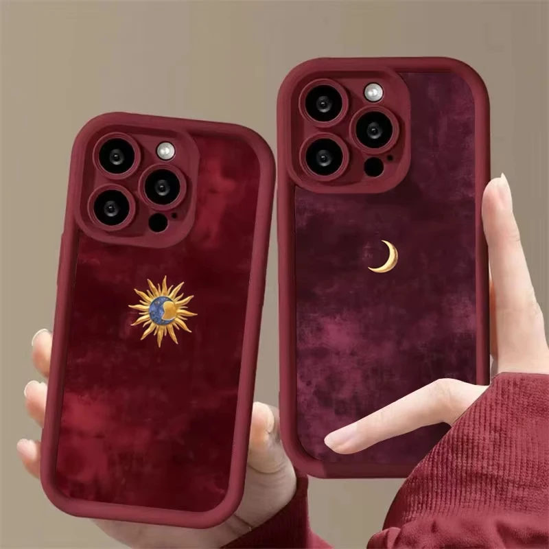 Minimalist Sun Moon Pattern Silicone Phone Case Cover