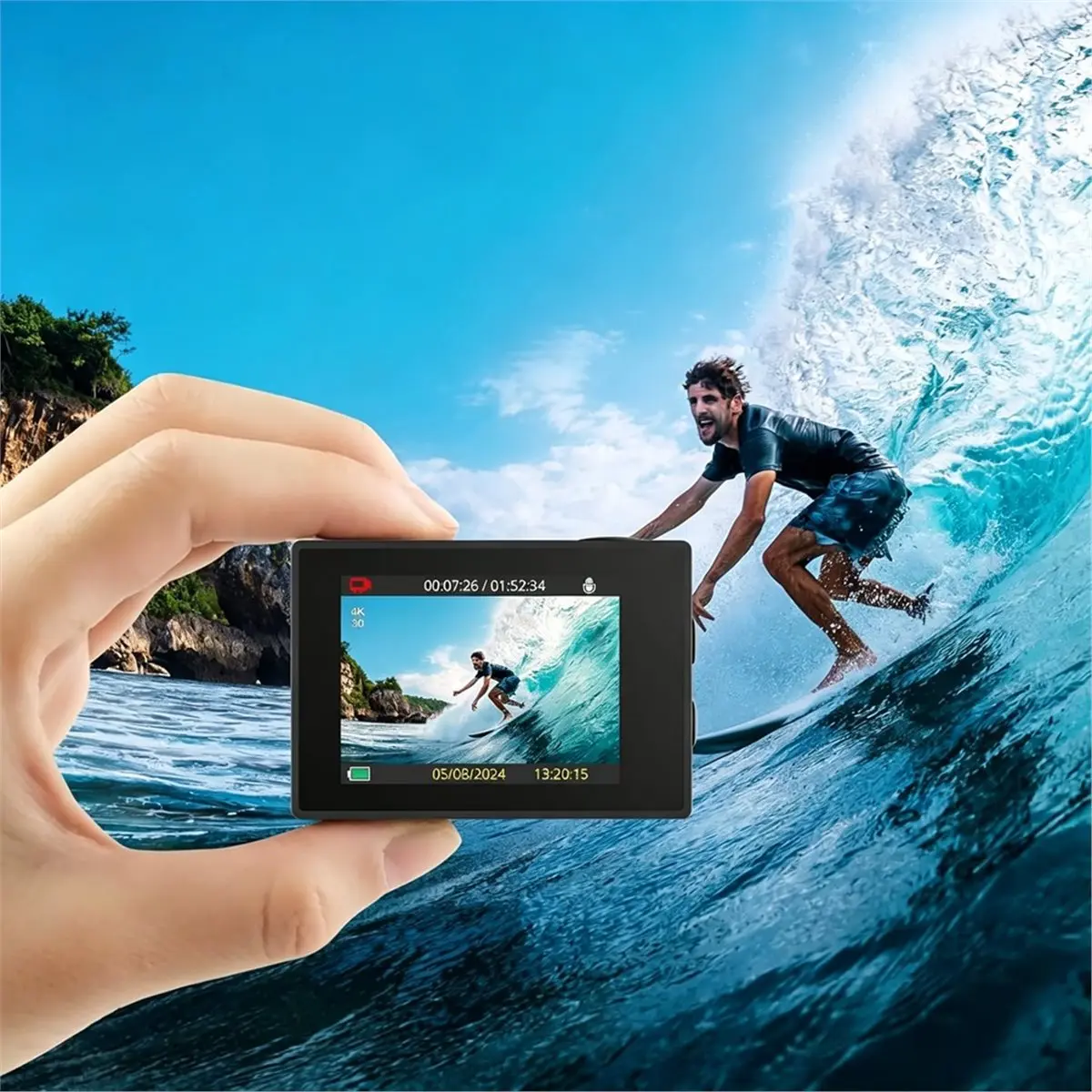 기프트뉴 EK7000 4K30FPS 20MP WiFi 액션 카메라 방수 수중 카메라 리모컨 4배 줌 지원 외부 마이크