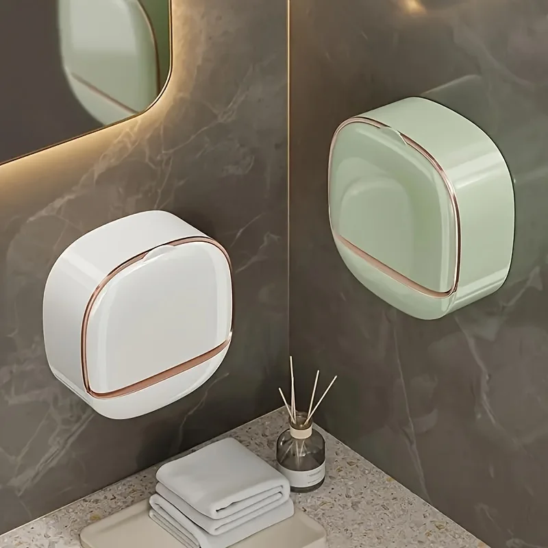 Wall Mounted Soap Dispenser with Lid Drain Rack 1pc