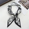 New Checkerboard Print Women Small Silk Scarf Handle Bag Ribbons Female Head Scarves Sharp Angle For Women  100*9cm 4