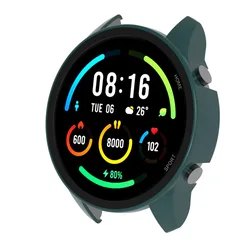 Premium Tempered Glass Screen Protector Case for Xiaomi Mi Watch - High-Protection Smartwatch Shell Cover Accessories (Green-Glass Case)