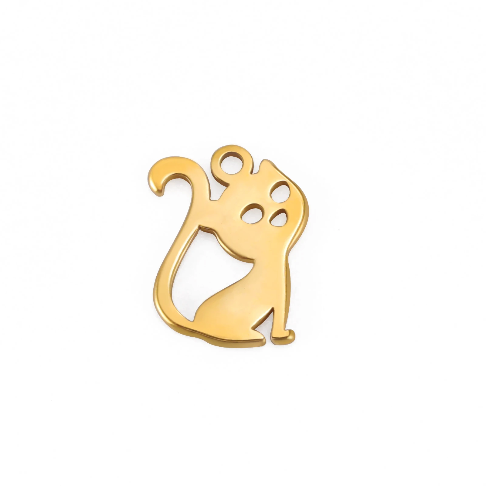 5 Stück/Charge niedlichen Katze Anhänger Edelstahl Charme Tier Anhänger DIY Material Schmuck Zubehör Produkt Entdeckung – Detail 7