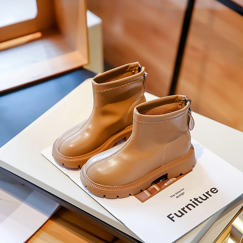 

Girls Leather Ankle Boots Toddler Girls British Style Low Heel Ankle Shoes Kids Platform Boots School Shoes 6-14Y Winter Autumn
