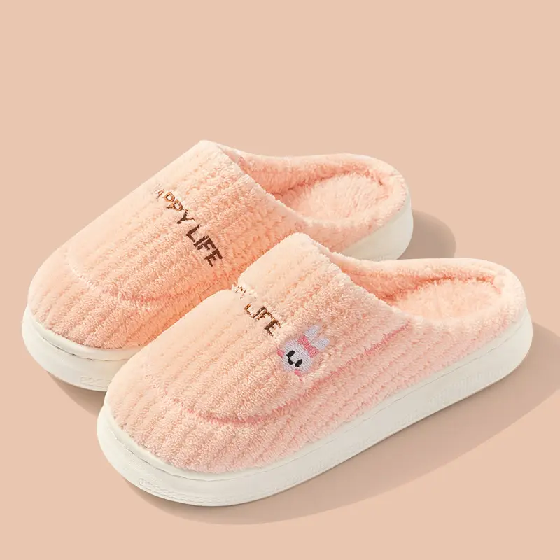 Winter Plush Slippers for Women & Men - Thick Sole Couple House Shoes, Warm Fleece-Lined Indoor Slides with Non-Slip Sole - Image 8