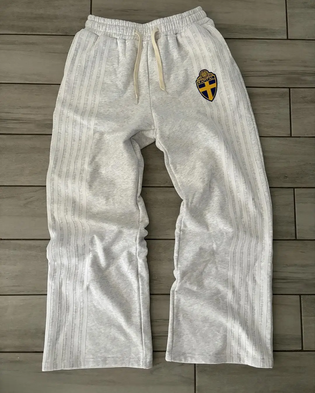 Zip Hoodie Sweatpants Suit Y2K Mens Clothes Two Piece Set Retro Gray Hip Hop Stripes Embroidered Sweatshirt Casual Pants Suit 3