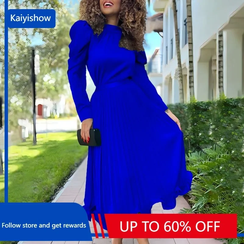 

Fashion Women Set Lantern Long Sleeve Blouse and Ruffles Hem Pleated Maxi Long Skirt 2023 Chic Two 2 Piece Set Outfit