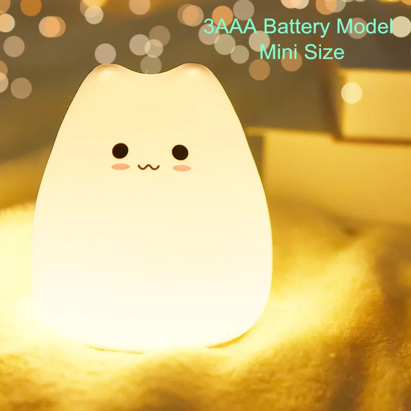 Led Cat Night Light For Kids, Adorable Kids Room Color Changing