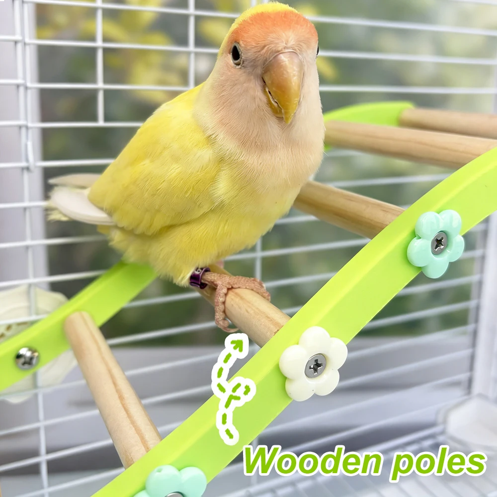 Bird Enrichment Climbing Ladder Bridge Toy - Flower Design for Cage Decor and Boredom Relief