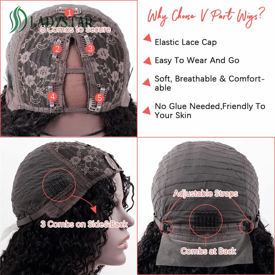 U Part Wig Human Hair No Leave Out Brazilian Water Wave Human Hair Wigs for Women U Part Deep Curly Wigs Glueless Wig