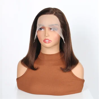 Side Part Brown 99J Burgundy Straight Short Bob Human Hair Wig Side T Part 13x4 Lace Front Wig #2 #4 Straight Bob Brazilian Wigs