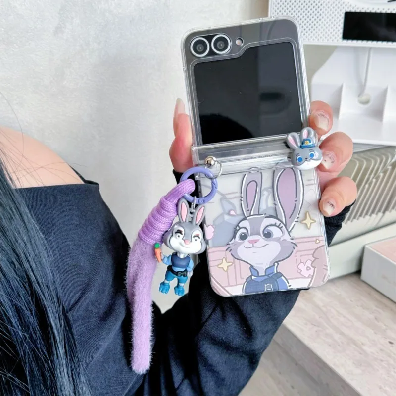 Rope Strap Rabbit & Fox Cartoon Shockproof Phone Case with Doll Pendant