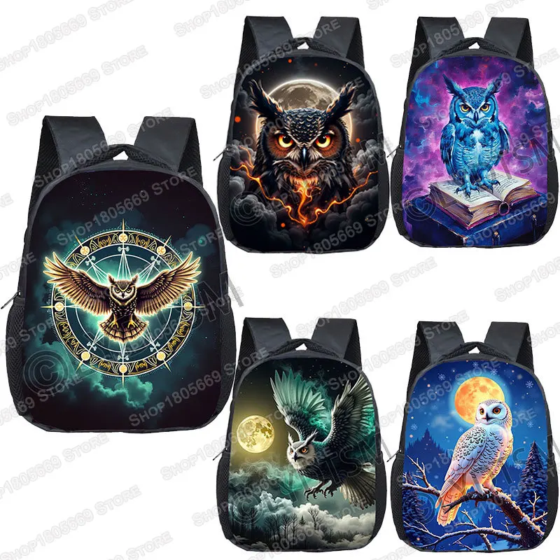 Fantasy Owl Magic Book Backpack for 2-4 Years Old Colorful Owl Moon Painting Children School Bags Boy Girl Mini Toddler Bookbag 1