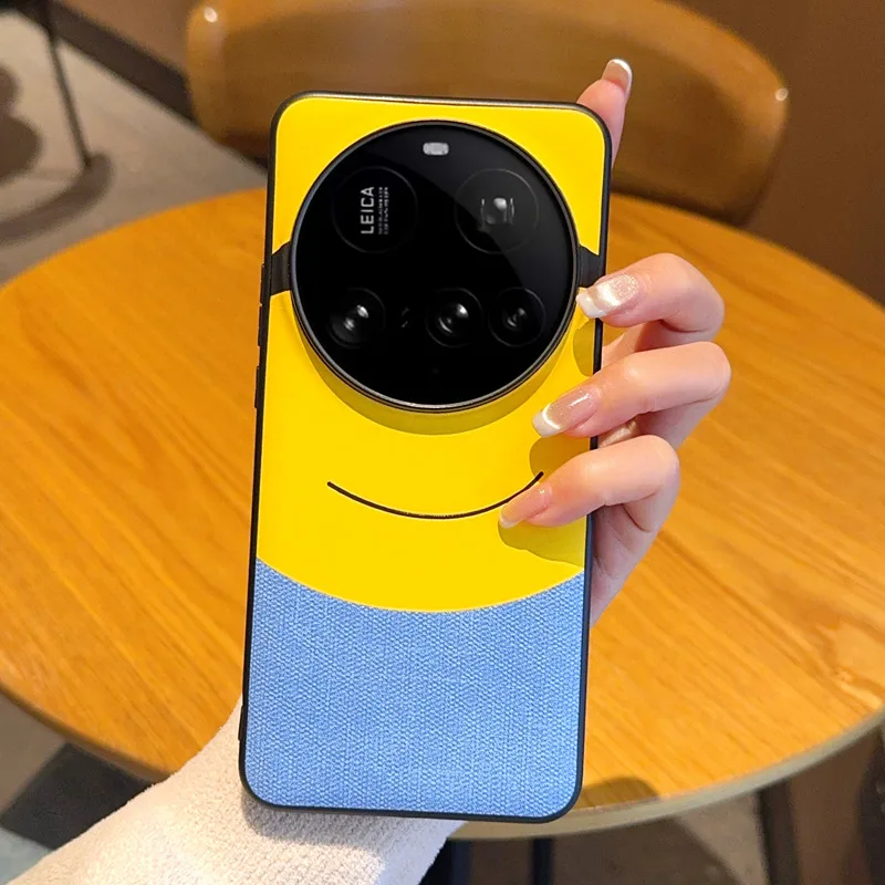 Large-Eye Yellow Pattern Leather Shockproof & Fingerprint-Resistant Phone Case