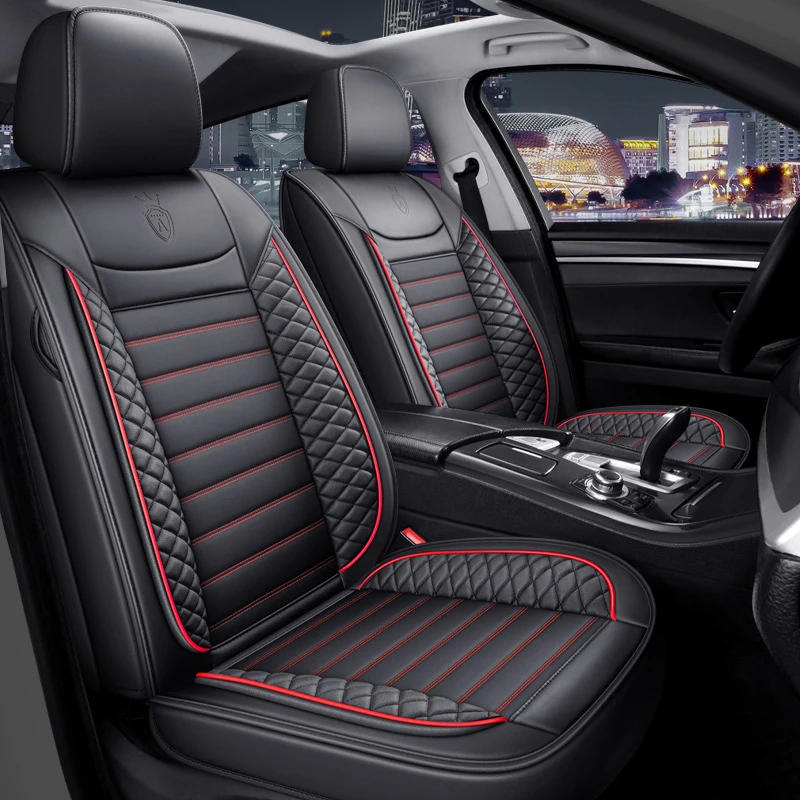 PU Leather Car Seat Covers Full Set Front Rear Anti Scratch Protector
