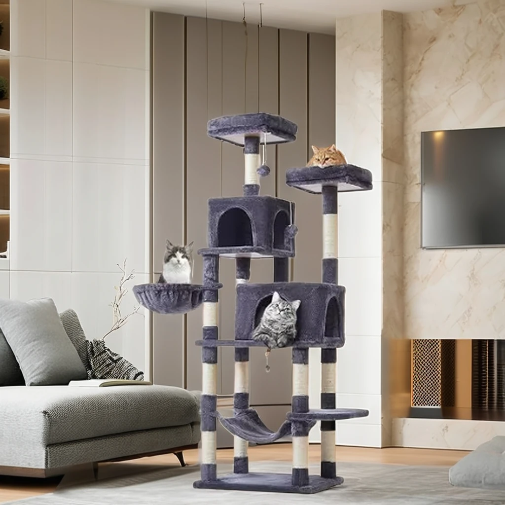 Indoor Large Multi-layer Cat Climbing Frame Cat Scratching Pile Luxury Plush Climbing Tree