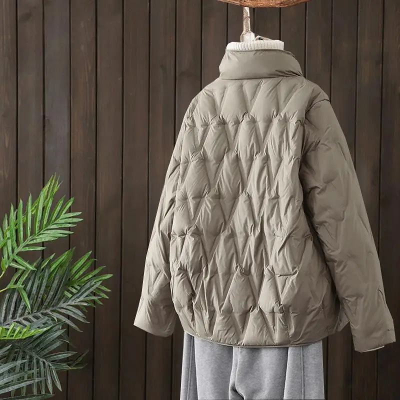 Warm Light Thin White Duck Down Jacket Parka Autumn Winter Women Short Down Coat Female Single Breasted Bigsize Puffer Outwears