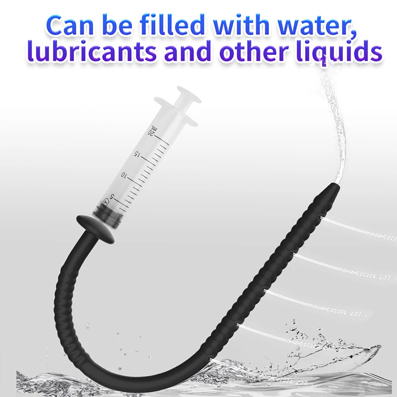 Syringe Silicone Horse Eye Stick Penis Plug Urethra Bead Urethral Stimulate Sounding Urethra Masturbation Climax Sex Toy for Men