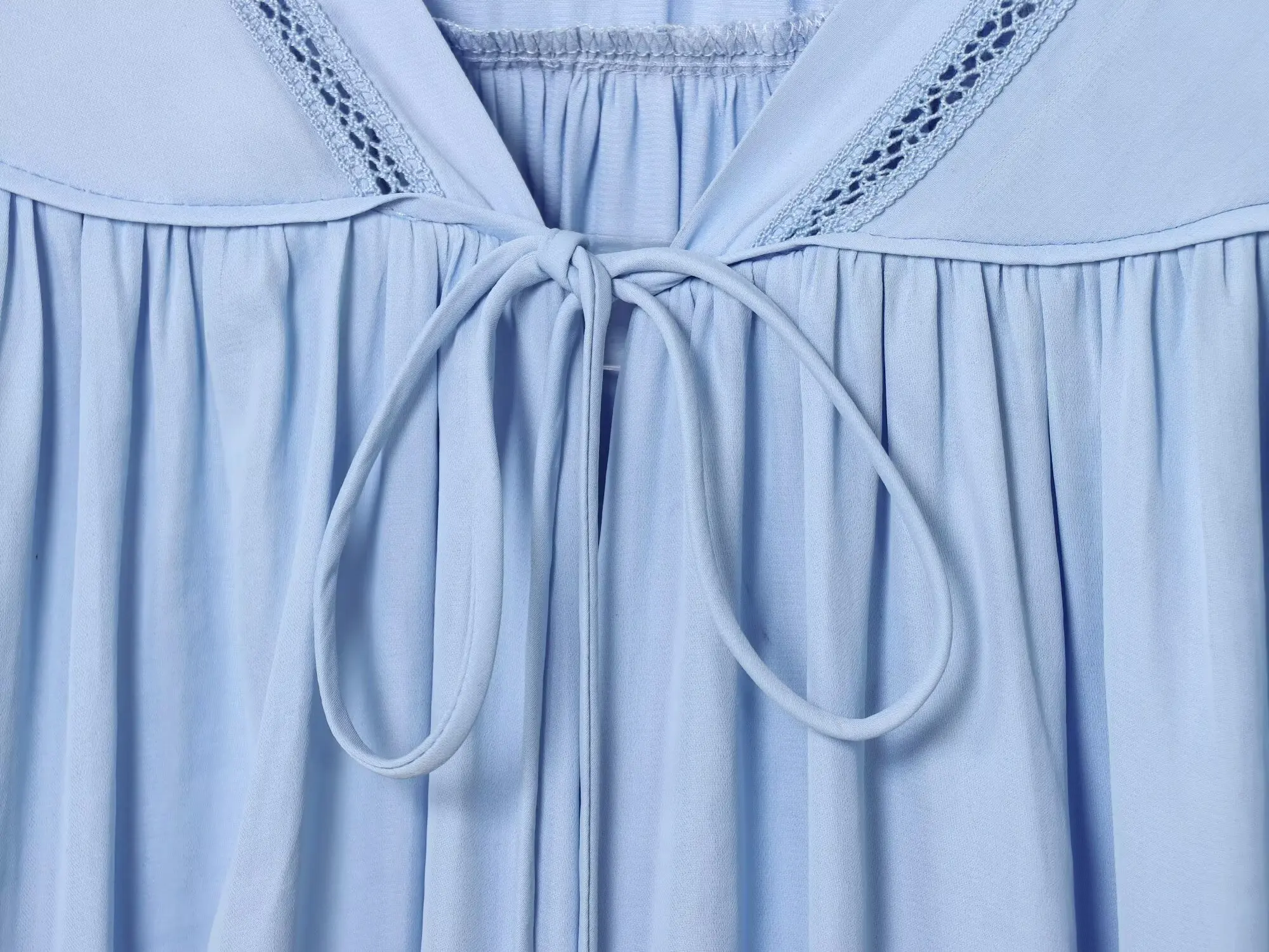 Women'S Blue Blouse Autumn New Vertical Pleated Strap Design Long Sleeve  Pullover French Elegance Loose Edition Drape Blouse