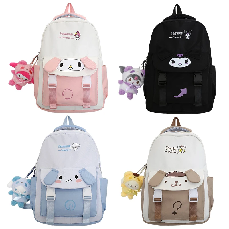 Anime Sanrioed Nylon Rucksack Umhängetasche Melodie Kuromi Pom Pom Purin Cartoon Puppe niedlichen Schult asche Geburtstag Weihnachts geschenk