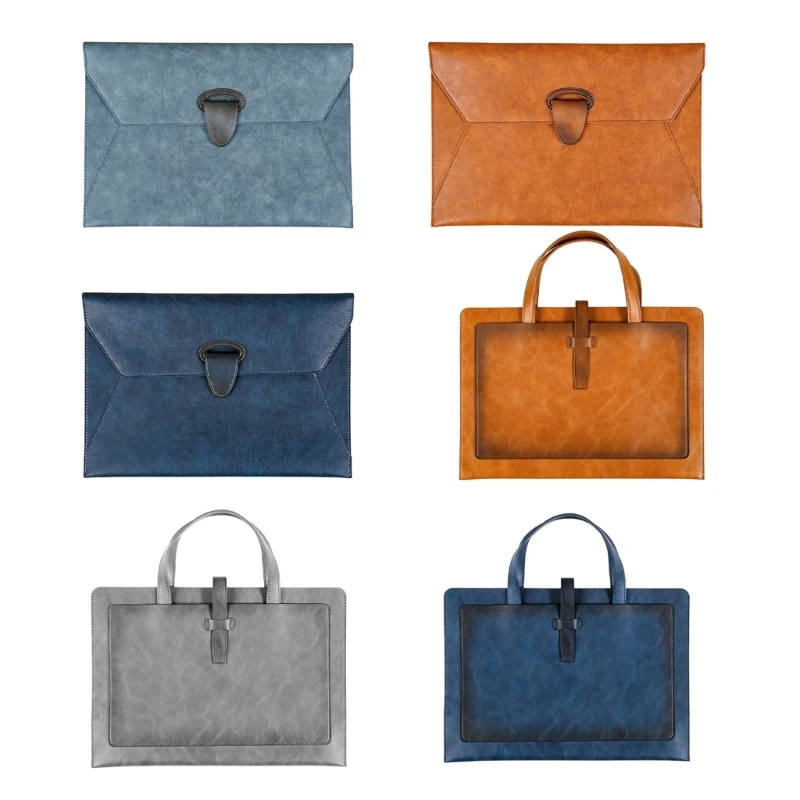 

Handheld File Folder Waterproof Leather Document Folder File Organizers Storage Case Leather Laptop Sleeve for Women Man