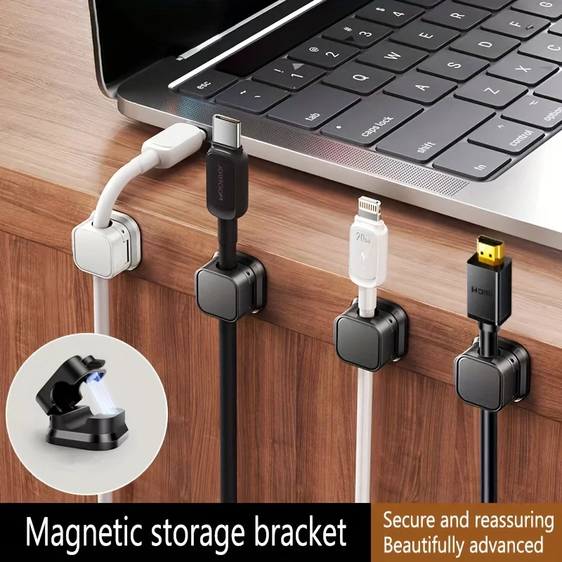 6 Pieces of Cool Magnetic Data Cable Storage Organizer and Charging Cable Holder-Keep Your Desktop Tidy