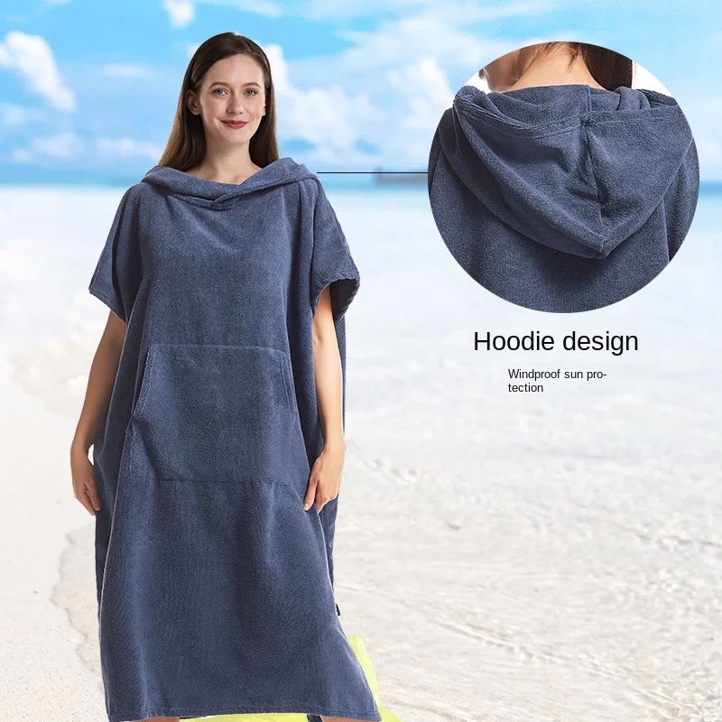 Extra Large Bath Towel Thick Surf Poncho Hooded Beach Towel Changing Robe Quick Dry Microfiber Towelling For Men And Women