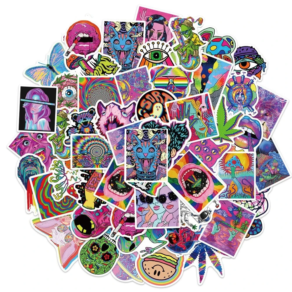 10/30/50Pcs Art Psychedelische Graffiti Stickers Esthetische Cartoon Kid  Speelgoed Decals Bagage Helm Laptop Gitaar Waterdichte sticker - AliExpress, image size:1000x1000