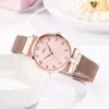 2PCS Set Women's Watch Set Trendy Pink Design Mesh Belt Alloy Wristwatch Fashionable Timepiece Quartz Watch Lady 5