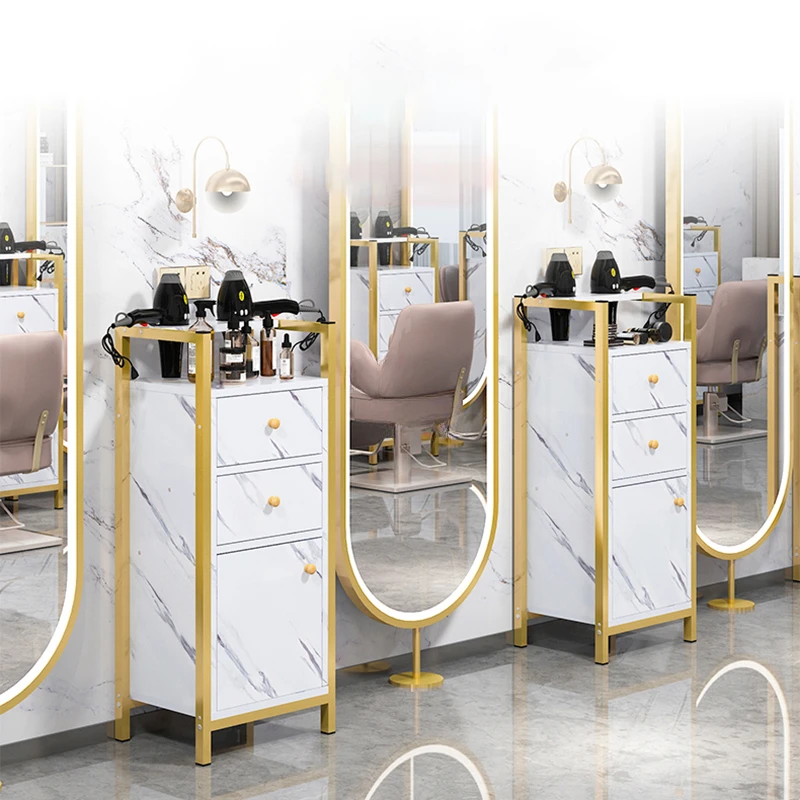 

Light Luxury Modern Salon Trolleys Simple Salon Furniture Beauty Salon Auxiliary Cart with Wheels Multi-layer Storage Cabinet L