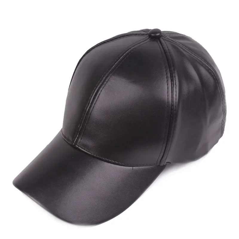 New PU Leather Baseball Cap - Unisex Adjustable Hip Hop Hat, Lightweight Solid Color Visor for Outdoor Sports & Sun 야구 모자