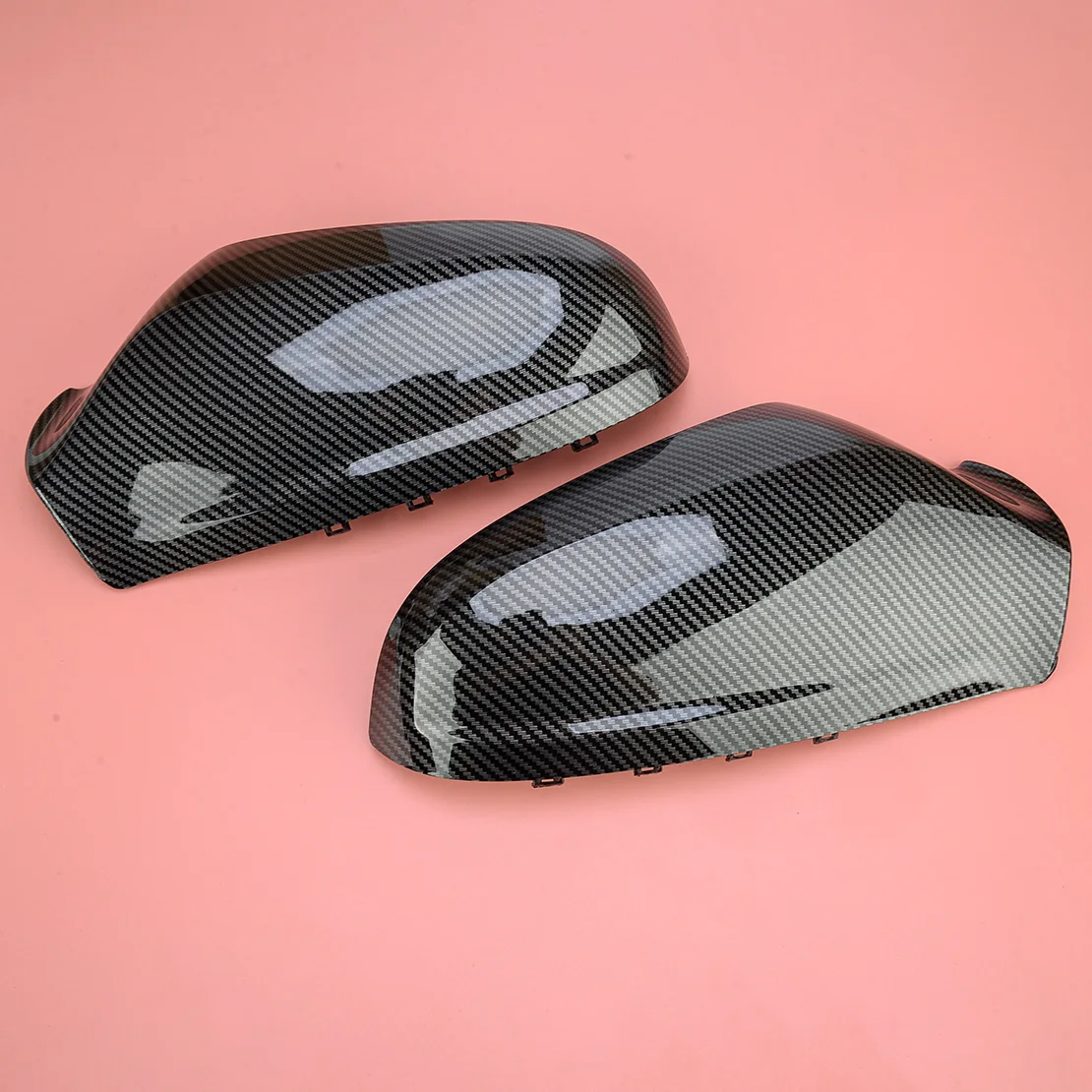 1PairDoorWingRearviewMirrorCoverCapABSCarbonFiberStyleBlack