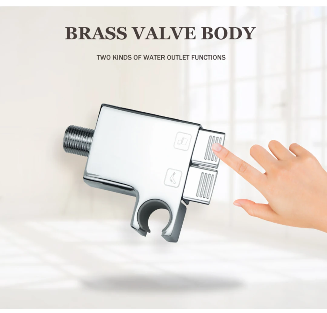 Description Picture 6 of itemBathroom toilet bidet faucet double outlet angle valve shower head ABS dual-function toilet sprayer flushing sanitary shower
