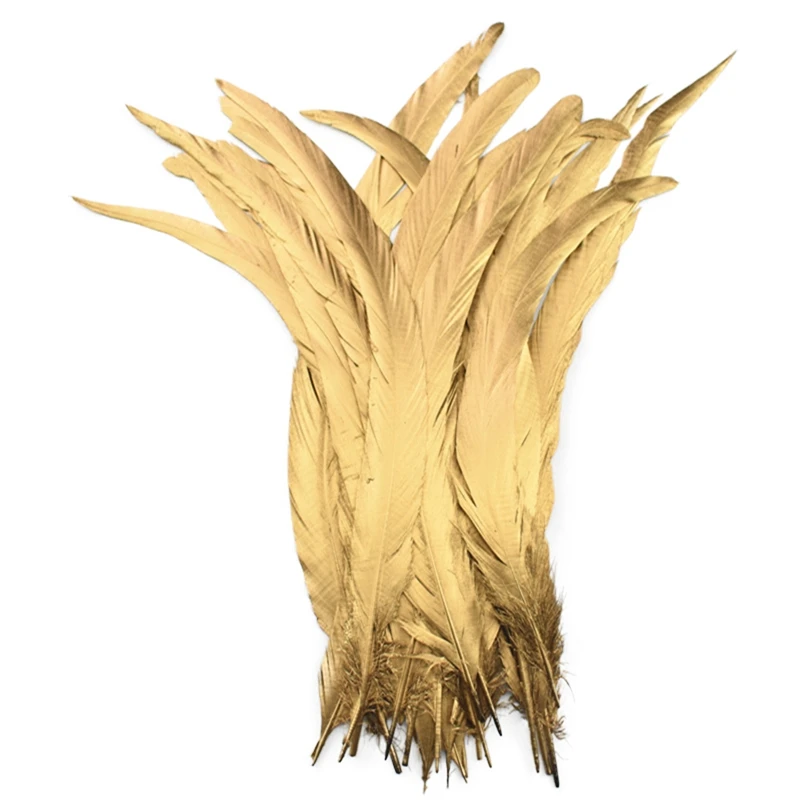 100 Stück goldene und silberne Hahnenfedern zur Dekoration, für Bastelarbeiten, Kleidung, goldenes Huhn, DIY, Hochzeits- und Partydekoration. – Detail 3