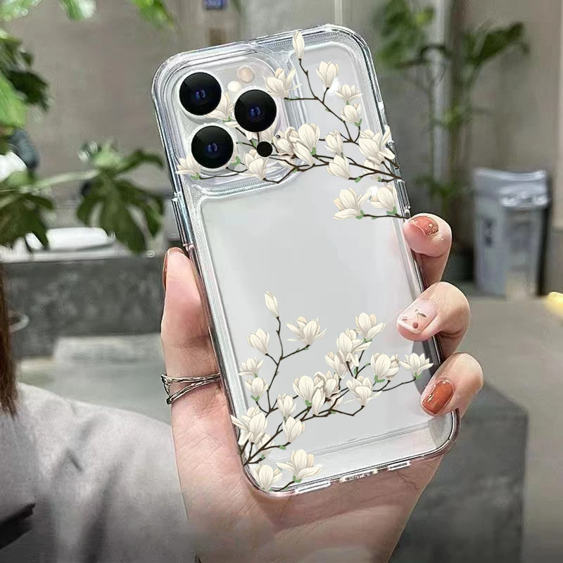Jasmine Flower Clear Soft Silicone Shockproof Phone Case Cover