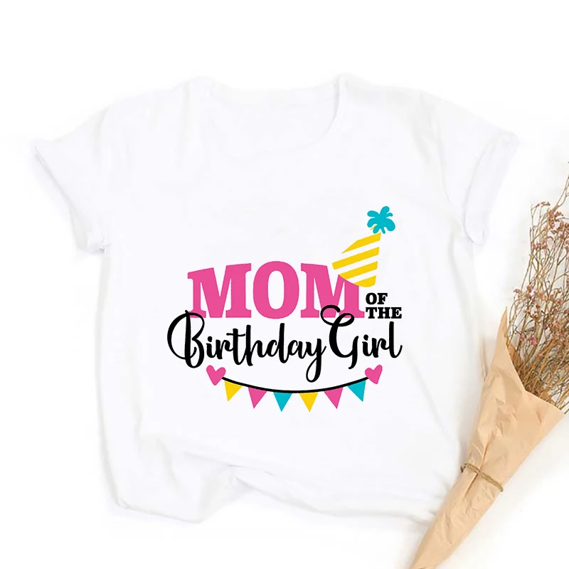 Girls Birthday Party Family Matching Clothes Mother Father Daughter Outfits T-shirt Parent-child Summer T Shirt Short Sleeve Top 3