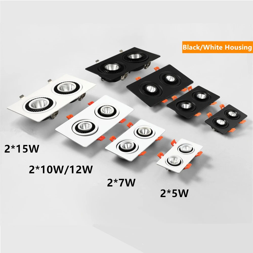 Double Head LED Downlight Square Recessed Ceiling Spot Lamp Dimmable 220V  110V Indoor Led Lighting for Bedroom Kitchen Spotlight - AliExpress, image size:1000x1000