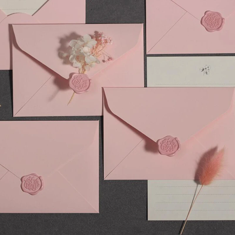 5pcs Ins Pink Envelopes Kawaii Romantic Western DIY Wedding Party Invitations Cards Cover Korean Stationery Wax Stamp Stickers kraft paper envelopes mailing envelopes mini envelopes window envelopes gift card envelopes 3d pop up card birthday greeting cards heart sticker set