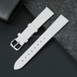 Elegant Women's Ultra - Thin Leather Watch Band - Soft & Comfortable in Black, Brown, Blue, Pink, and Green - 22mm (White)