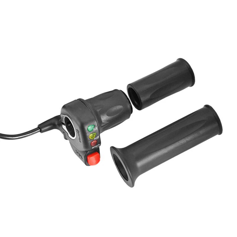 Dual Electric Bike Handlebar Throttle Grips with Battery Indicator & Power Switch