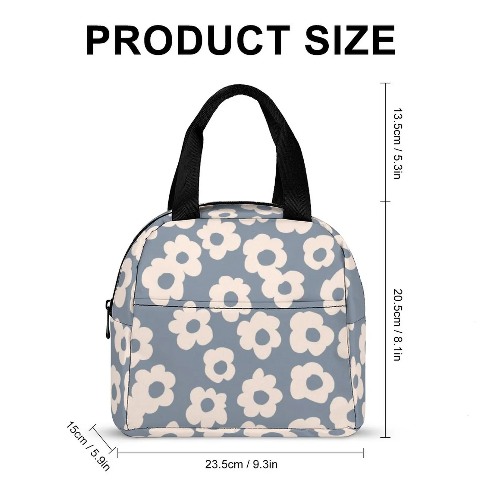Custom Pattern Tote Lunch Bags for Women Beautiful Flowers  Print Portable Meal Bag Picnic Travel Breakfast Box Office School