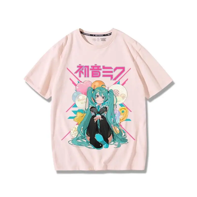 Miku masculina e feminina camiseta anime extragrande, blusa de algodão,  manga curta, kawaii, manga, camiseta gráfica, streetwear verão, roupas para  casal, fofo - AliExpress