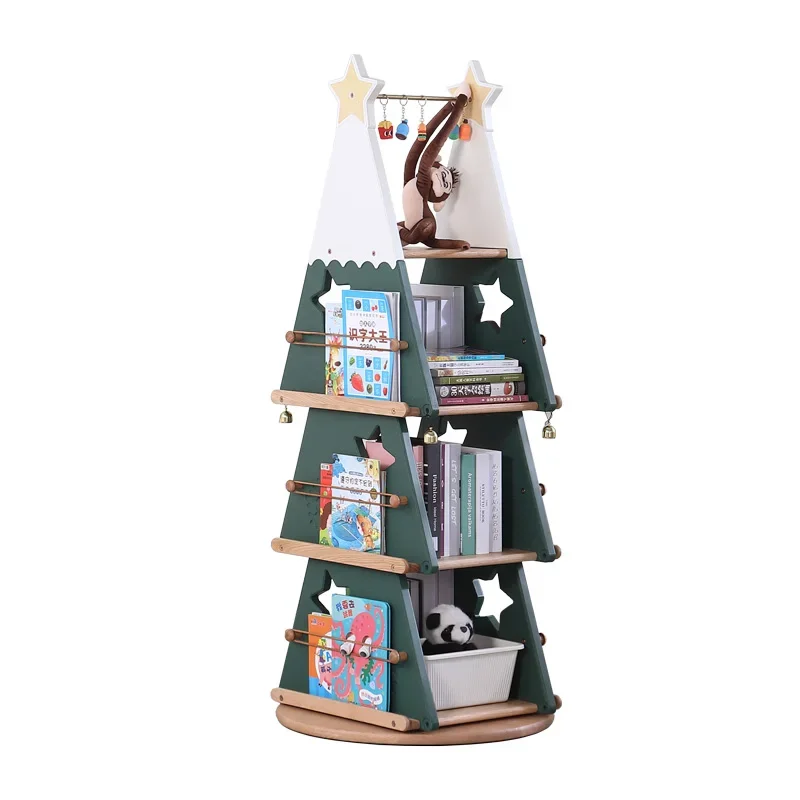 

Детская вращающаяся книжная полка из массива дерева напольный книжный шкаф