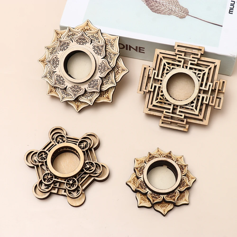 Crystal Ornaments Crystal Balls Wooden Display Stand for Lotus Pattern Crafts