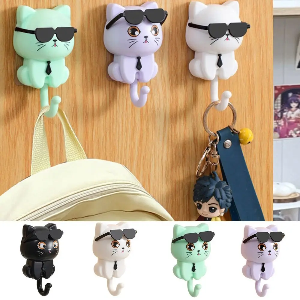 Wall Hanging Hook Creative Plastic Cartoon Cat Hooks Decorative Waterproof Key Hangers Sunglasses Cat Hooks Bathroom Self Adhesive Hooks Metal Wall Key Holder Key Holder Adhesive Hooks Wall Key Holder
