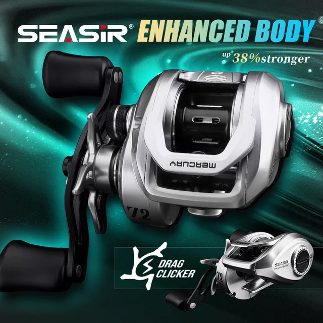 SEASIR Mercury Baitcasting Fishing Reel 5+1BB 7.2:1 204g Drag 8kg